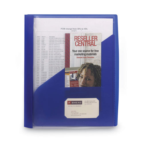 Image of Smead 86011 Clear Front Poly Report Cover, Double-Prong Fastener, 0.5" Capacity, 8.5 X 11, Clear/blue, 5/pack