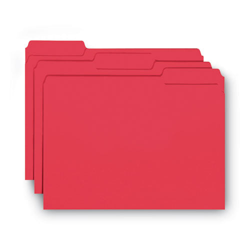 Image of Smead 10267 Interior File Folders, 1/3-Cut Tabs: Assorted, Letter Size, 0.75" Expansion, Red, 100/Box