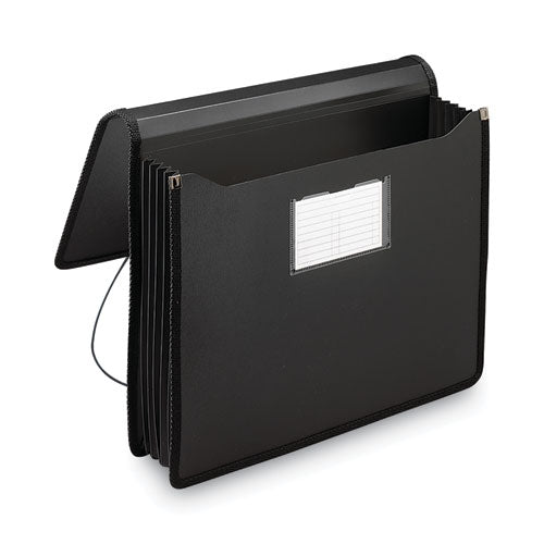 Image of Smead 71500 Poly Premium Wallets, 5.25" Expansion, 1 Section, Elastic Cord Closure, Letter Size, Black