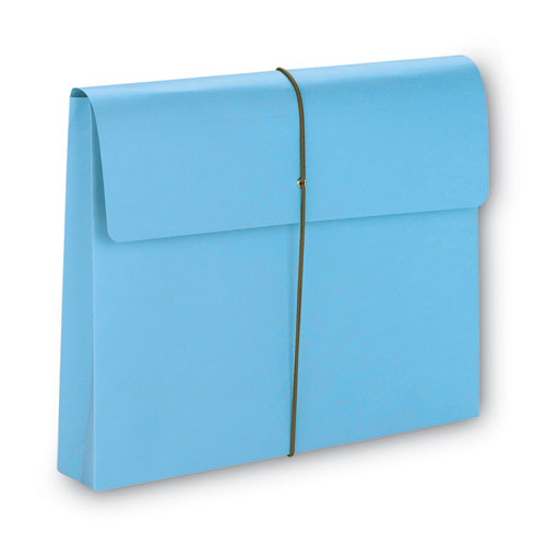 Image of Smead 77203 Expanding Wallet with Elastic Cord, 2" Expansion, 1 Section, Elastic Cord Closure, Letter Size, Blue, 10/Box
