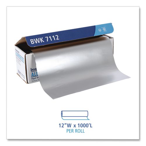 Image of Boardwalk® BWK7112 Standard Aluminum Foil Roll, 63 Gauge, 12" x 1,000 ft