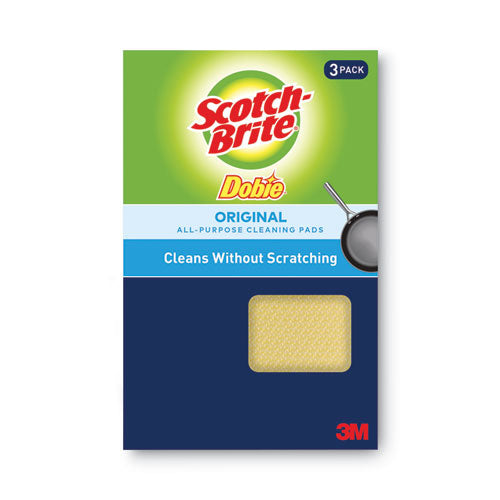 Image of Scotch-Brite® 723-2F Dobie All-Purpose Cleaning Pad, 4.3 X 2.6, 0.5" Thick, Yellow, 3/pack