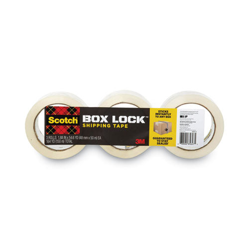 Image of Scotch® 39503 Box Lock Shipping Packaging Tape, 3" Core, 1.88" X 54.6 Yds, Clear, 3/pack
