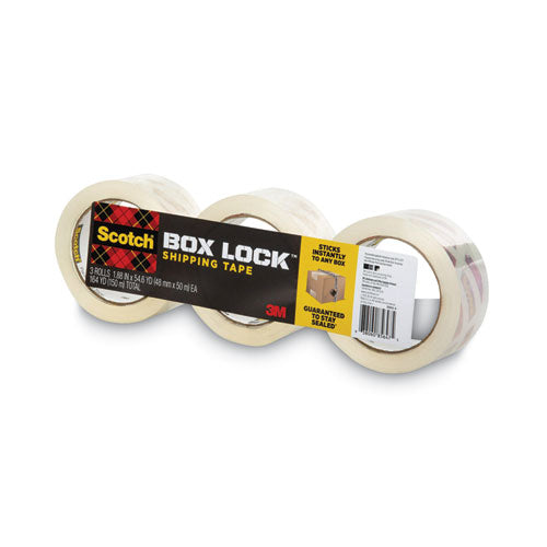 Image of Scotch® 39503 Box Lock Shipping Packaging Tape, 3" Core, 1.88" X 54.6 Yds, Clear, 3/pack