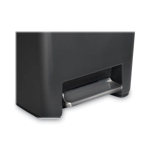 Image of Rubbermaid® Commercial 2120983 Premier Series III Step-On Waste Container, 12.4 gal, Plastic, Black/Stainless Steel