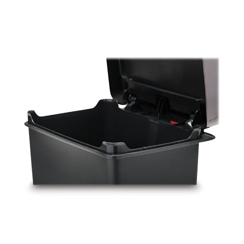 Image of Rubbermaid® Commercial 2120983 Premier Series III Step-On Waste Container, 12.4 gal, Plastic, Black/Stainless Steel