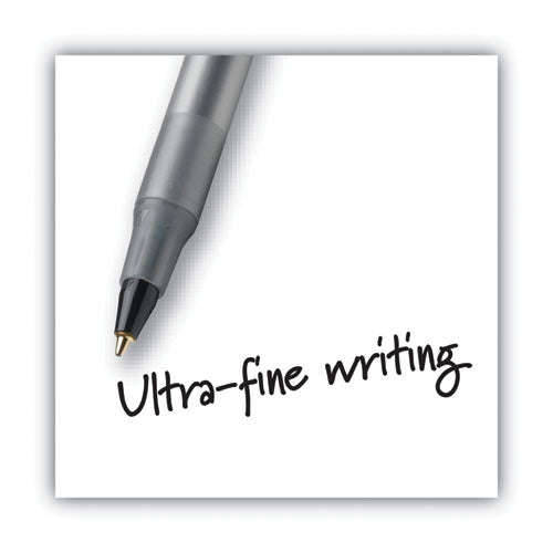 Image of BIC® GSF11 BLK Round Stic Xtra Precision Ballpoint Pen, Stick, Fine 0.8 Mm, Black Ink, Smoke Barrel, Dozen