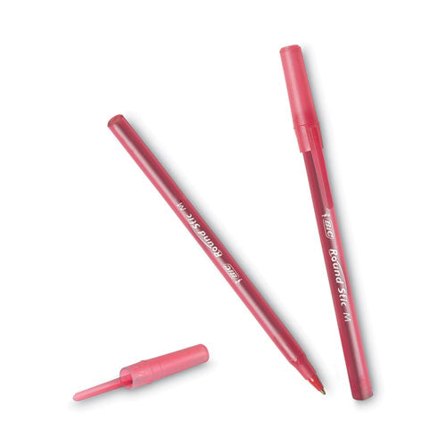 Image of BIC® GSM11 RED Round Stic Xtra Life Ballpoint Pen, Stick, Medium 1 Mm, Red Ink, Translucent Red Barrel, Dozen