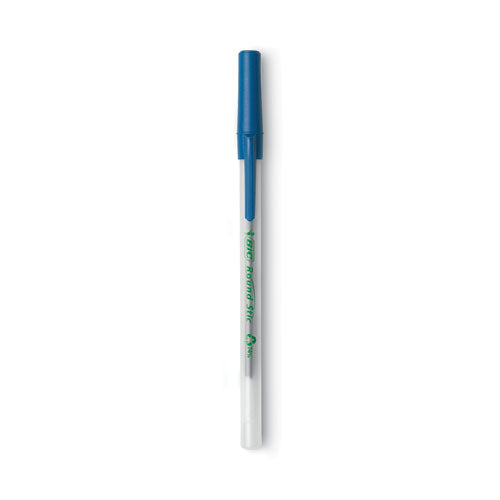 Image of BIC® GSME509BE Ecolutions Round Stic Ballpoint Pen Value Pack, Stick, Medium 1 Mm, Blue Ink, Clear Barrel, 50/pack