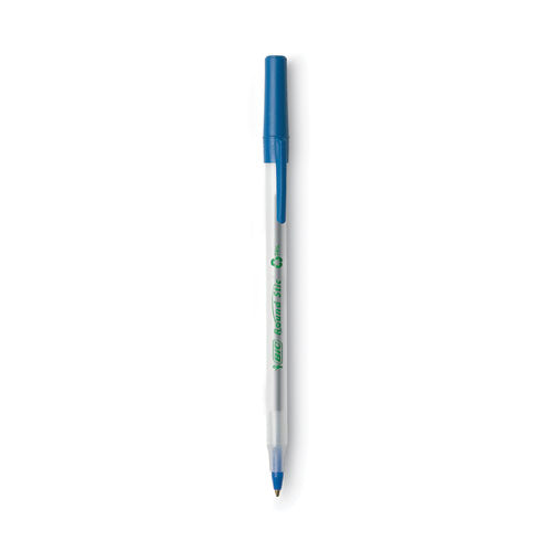 Image of BIC® GSME509BE Ecolutions Round Stic Ballpoint Pen Value Pack, Stick, Medium 1 Mm, Blue Ink, Clear Barrel, 50/pack