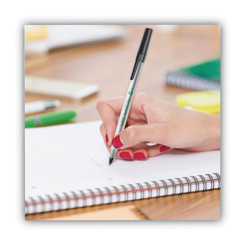 Image of BIC® GSME509BK Ecolutions Round Stic Ballpoint Pen Value Pack, Stick, Medium 1 Mm, Black Ink, Clear Barrel, 50/pack