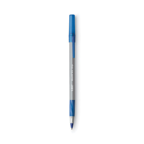 Image of BIC® GSMG361-BE Round Stic Grip Xtra Comfort Ballpoint Pen Value Pack, Easy-Glide, Stick, Medium 1.2 Mm, Blue Ink, Gray/blue Barrel, 36/pack