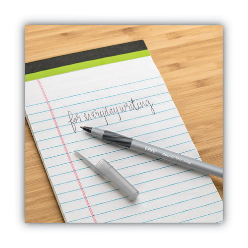 Image of BIC® GSMG361-BK Round Stic Grip Xtra Comfort Ballpoint Pen Value Pack, Easy-Glide, Stick, Medium 1.2mm, Black Ink, Gray/Black Barrel, 36/Pack