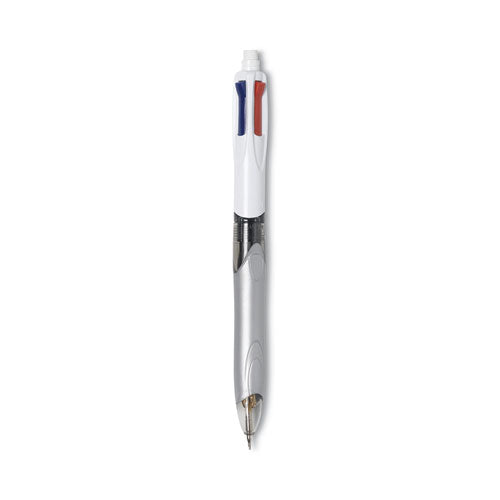 Image of BIC® MMLP1-AST 4-Color 3 + 1 Ballpoint Pen/Pencil, Retractable, Medium 1 mm Pen/0.7 mm Pencil, Black/Blue/Red Ink, Gray/White Barrel