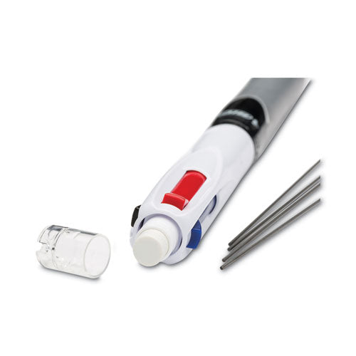 Image of BIC® MMLP1-AST 4-Color 3 + 1 Ballpoint Pen/Pencil, Retractable, Medium 1 mm Pen/0.7 mm Pencil, Black/Blue/Red Ink, Gray/White Barrel