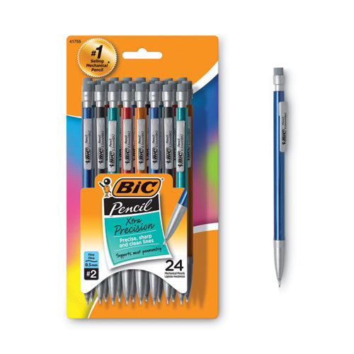 Image of BIC® MPLMFP241 Xtra-Precision Mechanical Pencil Value Pack, 0.5 mm, HB (#2), Black Lead, Assorted Barrel Colors, 24/Pack