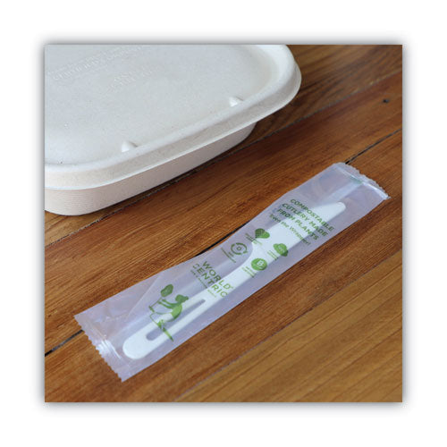 Image of World CentricÂ® TPLA Compostable Cutlery, Knife, Plastic, White, 750/Carton
