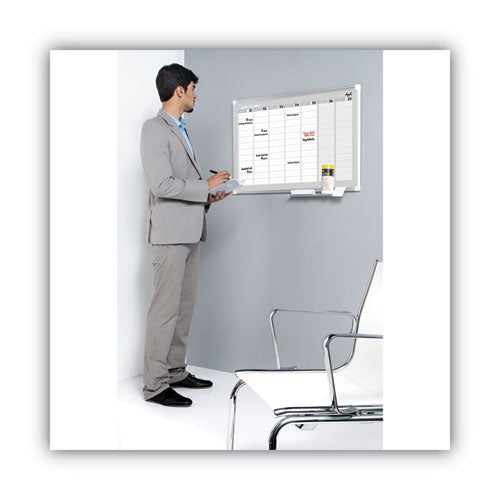 Image of MasterVision® GA0396830 Magnetic Dry Erase Calendar Board, Weekly Planning/Scheduling, 36" x 24", White Surface, Satin Aluminum Frame