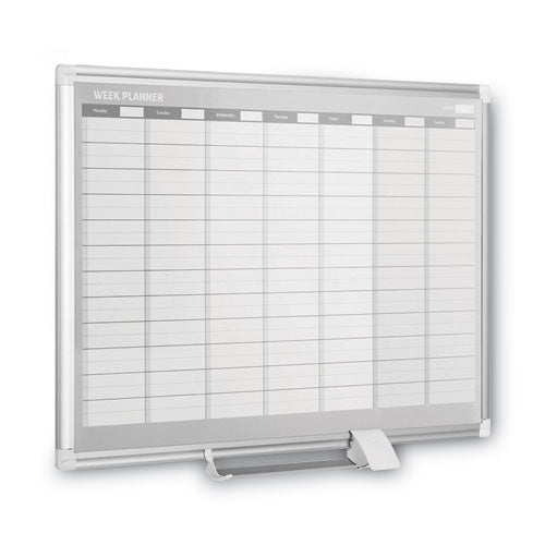 Image of MasterVision® GA0396830 Magnetic Dry Erase Calendar Board, Weekly Planning/Scheduling, 36" x 24", White Surface, Satin Aluminum Frame