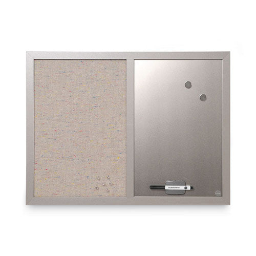 Image of MasterVision® MX04331608 Designer Fabric Bulletin Board, Combo Magnetic Dry Erase/Bulletin, 24" x 18", Multicolor/Gray Surface, Gray Fiberboard Frame