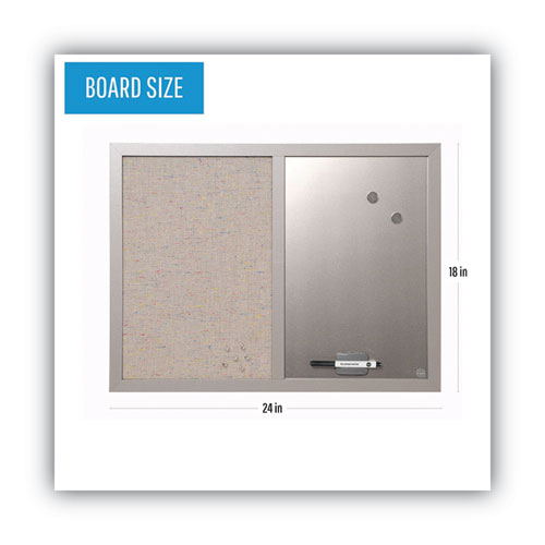 Image of MasterVision® MX04331608 Designer Fabric Bulletin Board, Combo Magnetic Dry Erase/Bulletin, 24" x 18", Multicolor/Gray Surface, Gray Fiberboard Frame