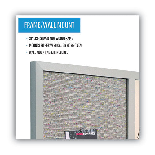 Image of MasterVision® MX04331608 Designer Fabric Bulletin Board, Combo Magnetic Dry Erase/Bulletin, 24" x 18", Multicolor/Gray Surface, Gray Fiberboard Frame