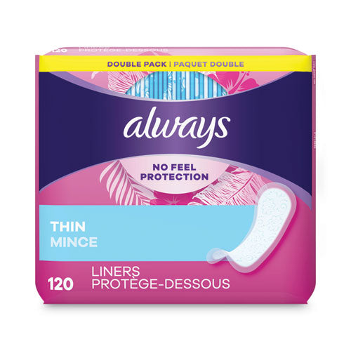 Image of Always® 10796PK Thin Daily Panty Liners, Regular Absorbency, 120/Pack