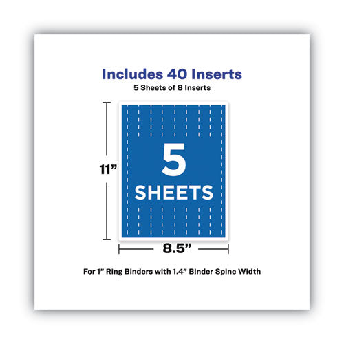 Image of Avery® 89103 Binder Spine Inserts, 1" Spine Width, 8 Inserts/sheet, 5 Sheets/pack