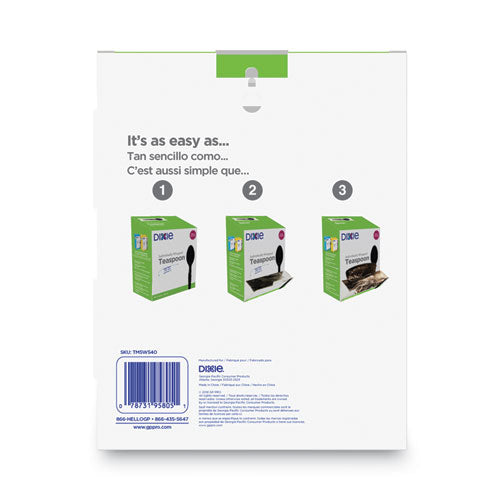 Image of Dixie® TM5W540 Grab N Go Wrapped Cutlery, Spoon, Plastic, Black, 90/Box, 6 Boxes/Carton