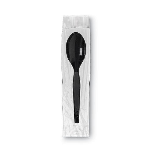 Image of Dixie® TM5W540 Grab N Go Wrapped Cutlery, Spoon, Plastic, Black, 90/Box, 6 Boxes/Carton