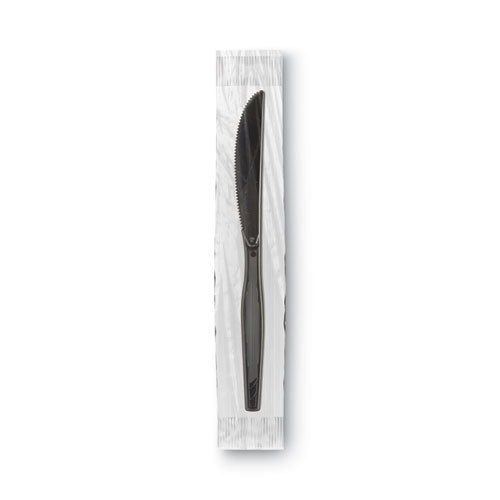 Image of Dixie® KM5W540 Grab'N Go Wrapped Cutlery, Knife, Plastic, Black, 90/Box