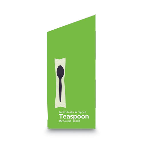 Image of Dixie® TM5W540 Grab'N Go Wrapped Cutlery, Spoon, Plastic, Black, 90/Box