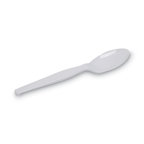 Image of Dixie® TM23C7 Individually Wrapped Mediumweight Polystyrene Cutlery, Spoon, Plastic, White, 1,000/Carton