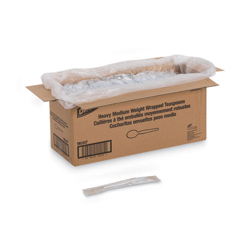 Image of Dixie® TM23C7 Individually Wrapped Mediumweight Polystyrene Cutlery, Spoon, Plastic, White, 1,000/Carton