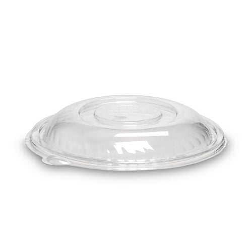 Image of WNA APB80DM Caterline Pack n' Serve Plastic Lids, Dome Lid, 10" Diameter x 1.38" h, Clear, 25/Carton