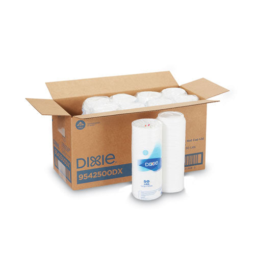 Image of Dixie® 9542500DX Dome Lid, Fits 10 oz to 16 oz PerfecTouch Hot Cups/12 oz to 20 oz WiseSize Hot Cups, Plastic, White, 500/Carton