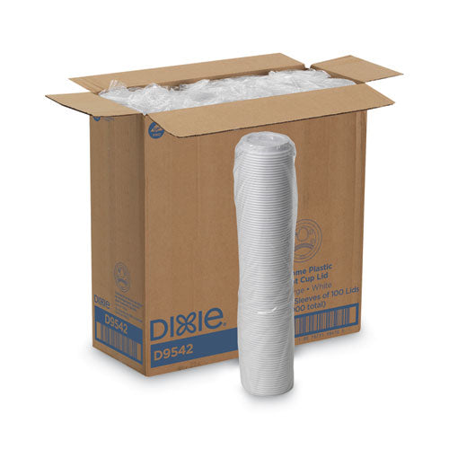 Image of Dixie® D9542 Dome Drink-Thru Lids, Fits 10 oz to 16 oz Hot Cups, Plastic, White, 1,000/Carton