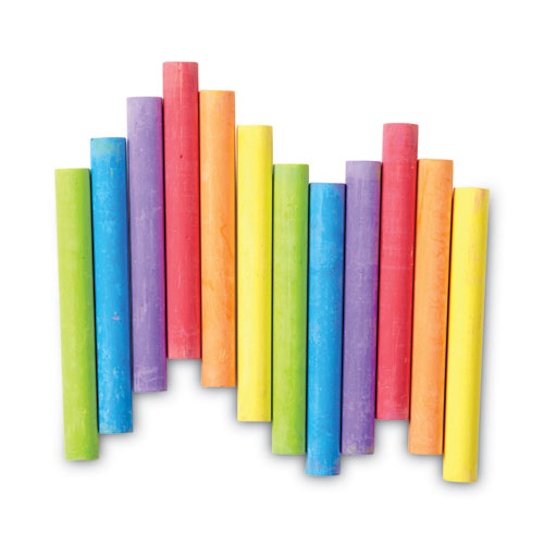 Image of Crayola® 510816 Chalk, 3" x 0.38" Diameter, 6 Assorted Colors, 12 Sticks/Box