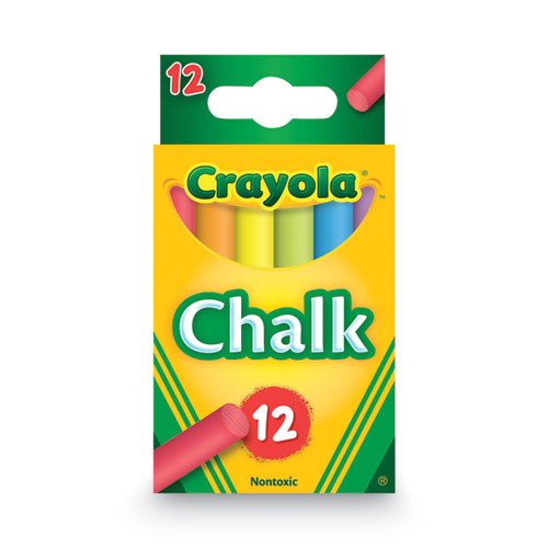Image of Crayola® 510816 Chalk, 3" x 0.38" Diameter, 6 Assorted Colors, 12 Sticks/Box