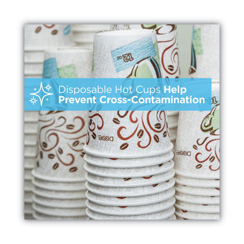 Image of Dixie® 5310COMBO600 PerfecTouch Paper Hot Cups and  Lids Combo, 10 oz, Multicolor, 50 Cups/Lids/Pack