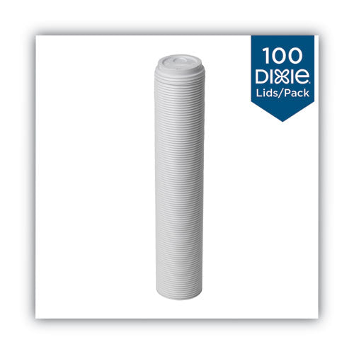 Image of Dixie® D9542 Dome Drink-Thru Lids, Fits 10 oz to 20 oz Dixie Hot Cups, Plastic, White, 100/Pack