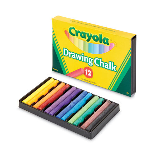 Image of Crayola® 510403 Colored Drawing Chalk, 3.19" x 0.38" Diameter, 12 Assorted Colors 12 Sticks/Set