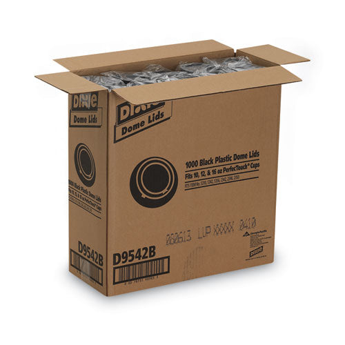 Image of Dixie® D9542B Drink-Thru Lids, Fits 10 oz to 20 oz Hot Cups, Plastic, Black, 1,000/Carton