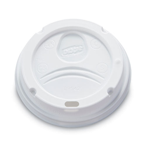 Image of Dixie® 9542500DX Dome Drink-Thru Lids, Fits 10 oz to 16 oz PerfecTouch Hot Cups/12 oz to 20 oz WiseSize Hot Cups, Plastic, White, 50/Pack