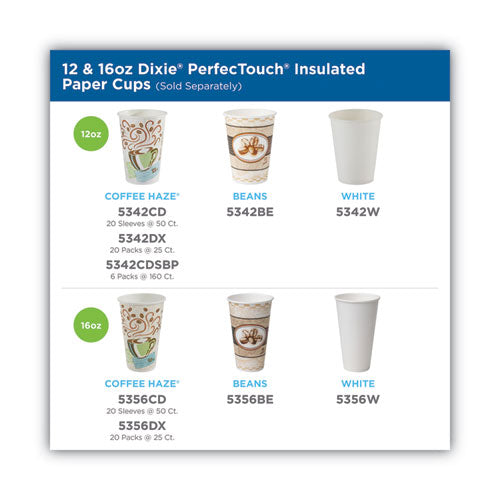 Image of Dixie® 5342COMBO600 Perfectouch Paper Hot Cups And Lids Combo, 12 Oz, Multicolor, 50 Cups/lids/pack