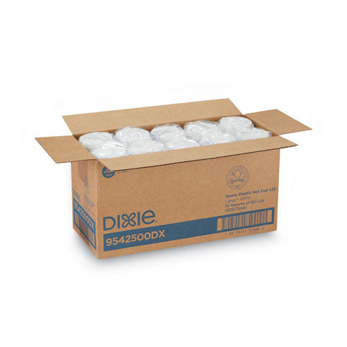 Image of Dixie® 9542500DX Dome Lid, Fits 10 oz to 16 oz PerfecTouch Hot Cups/12 oz to 20 oz WiseSize Hot Cups, Plastic, White, 500/Carton