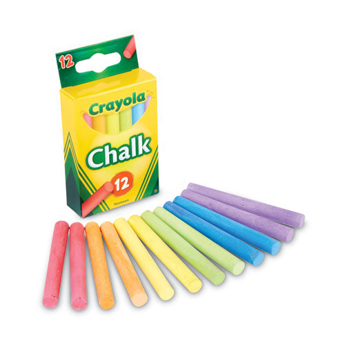 Image of Crayola® 510816 Chalk, 3" x 0.38" Diameter, 6 Assorted Colors, 12 Sticks/Box