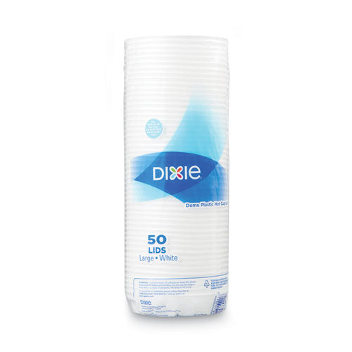 Image of Dixie® 9542500DX Dome Drink-Thru Lids, Fits 10 oz to 16 oz PerfecTouch Hot Cups/12 oz to 20 oz WiseSize Hot Cups, Plastic, White, 50/Pack