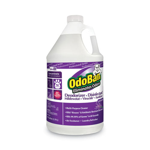 Image of OdoBan® 911162-G4 Concentrate Odor Eliminator And Disinfectant, Lavender Scent, 1 Gal Bottle, 4/carton
