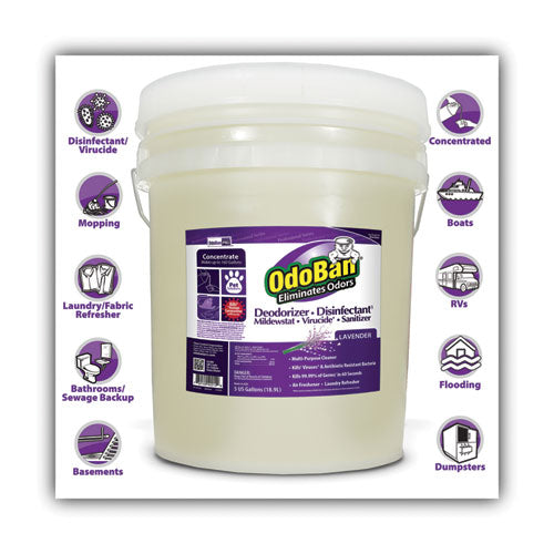 Image of OdoBan® 911162-5G Concentrated Odor Eliminator And Disinfectant, Lavender Scent, 5 Gal Pail